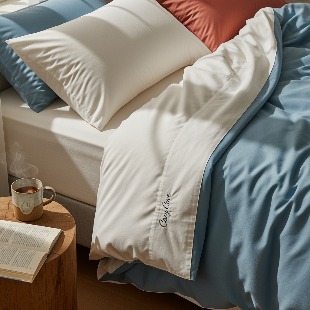 AI Design for so the name is cozy cove and its a bedsheet brand