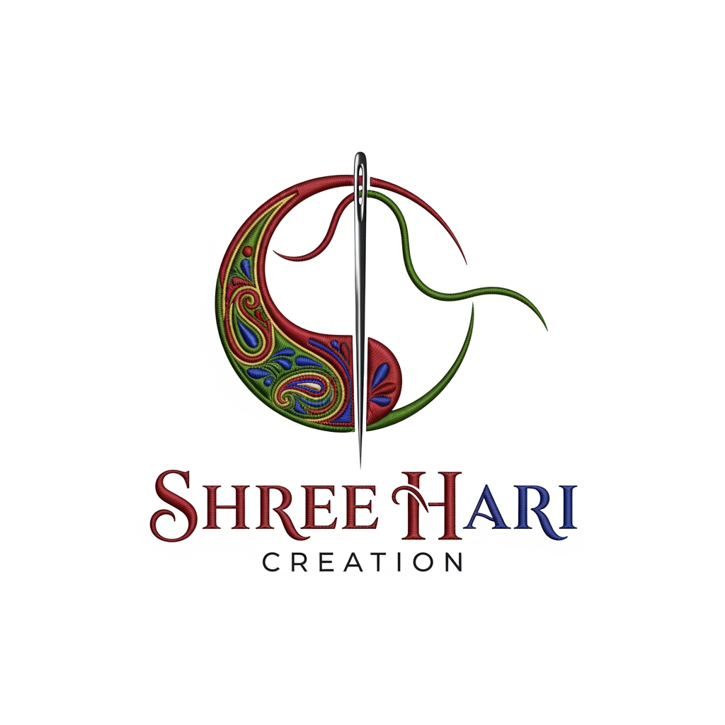AI Design for create a logo for brand named shree hari creation which works as embroidary unit