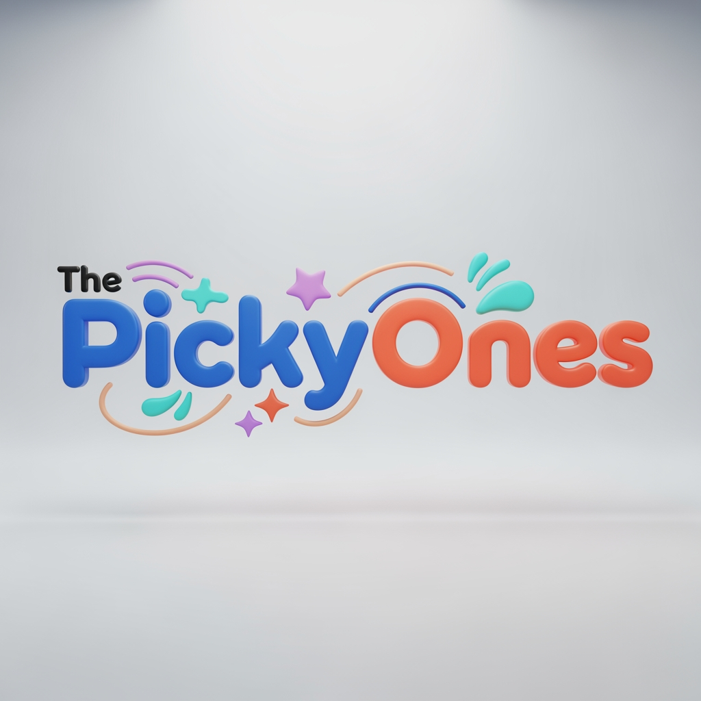 AI Design for Create a modern 3D logo for "ThePickyOnes", an ecommerce brand focused on kids, teens, and young trend-conscious shoppers. Design a sleek and playful wordmark that balances youthful energy with a contemporary premium feel. The typography should be bold, rounded, and friendly, with subtle custom letter modifications that make the brand memorable without looking childish.

Use a vibrant color palette combining electric blue, fresh turquoise, coral orange, and soft purple accents, with smooth gradients and glossy 3D materials. Incorporate subtle playful elements such as dynamic curves, floating geometric shapes, stars, sparkles, or abstract motion effects integrated into the lettering.

Render the logo in high-end 3D with realistic depth, soft reflections, ambient lighting, smooth shadows, and premium materials. The style should feel similar to leading youth-focused digital brands—modern, energetic, approachable, and stylish. Avoid cartoon characters, toys, baby themes, or overly corporate aesthetics.

Place the logo on a clean light background with soft studio lighting. Ultra-detailed 3D rendering, professional ecommerce branding, polished finish, high contrast, centered composition, commercial-quality design, 8K resolution, brand identity showcase.I want to create a logo for my brand "the pickyones"

keep "the' word minimal 25-30 percent only 
picky and ones should be of different color
it should reflect its meaning be that creative
it should flow in a direction