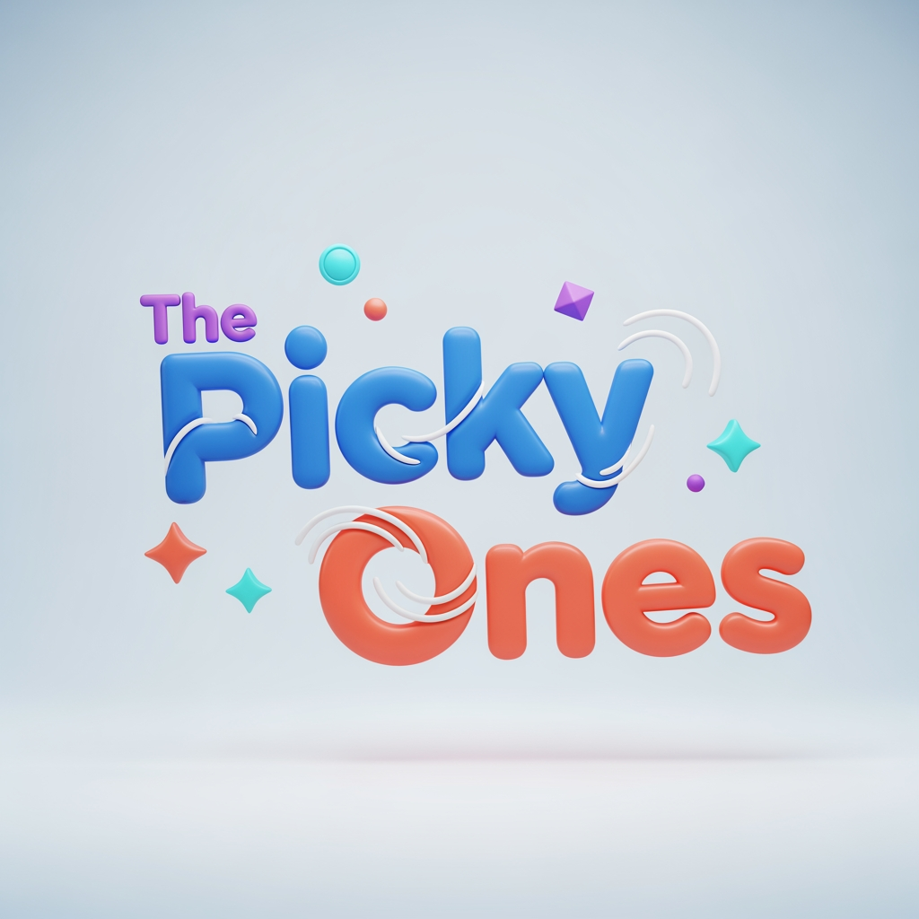 AI Design for Create a modern 3D logo for "ThePickyOnes", an ecommerce brand focused on kids, teens, and young trend-conscious shoppers. Design a sleek and playful wordmark that balances youthful energy with a contemporary premium feel. The typography should be bold, rounded, and friendly, with subtle custom letter modifications that make the brand memorable without looking childish.

Use a vibrant color palette combining electric blue, fresh turquoise, coral orange, and soft purple accents, with smooth gradients and glossy 3D materials. Incorporate subtle playful elements such as dynamic curves, floating geometric shapes, stars, sparkles, or abstract motion effects integrated into the lettering.

Render the logo in high-end 3D with realistic depth, soft reflections, ambient lighting, smooth shadows, and premium materials. The style should feel similar to leading youth-focused digital brands—modern, energetic, approachable, and stylish. Avoid cartoon characters, toys, baby themes, or overly corporate aesthetics.

Place the logo on a clean light background with soft studio lighting. Ultra-detailed 3D rendering, professional ecommerce branding, polished finish, high contrast, centered composition, commercial-quality design, 8K resolution, brand identity showcase.I want to create a logo for my brand "the pickyones"
create a 3d type logo
keep "the' word minimal 25-30 percent only 
picky and ones should be of different color
it should reflect its meaning be that creative