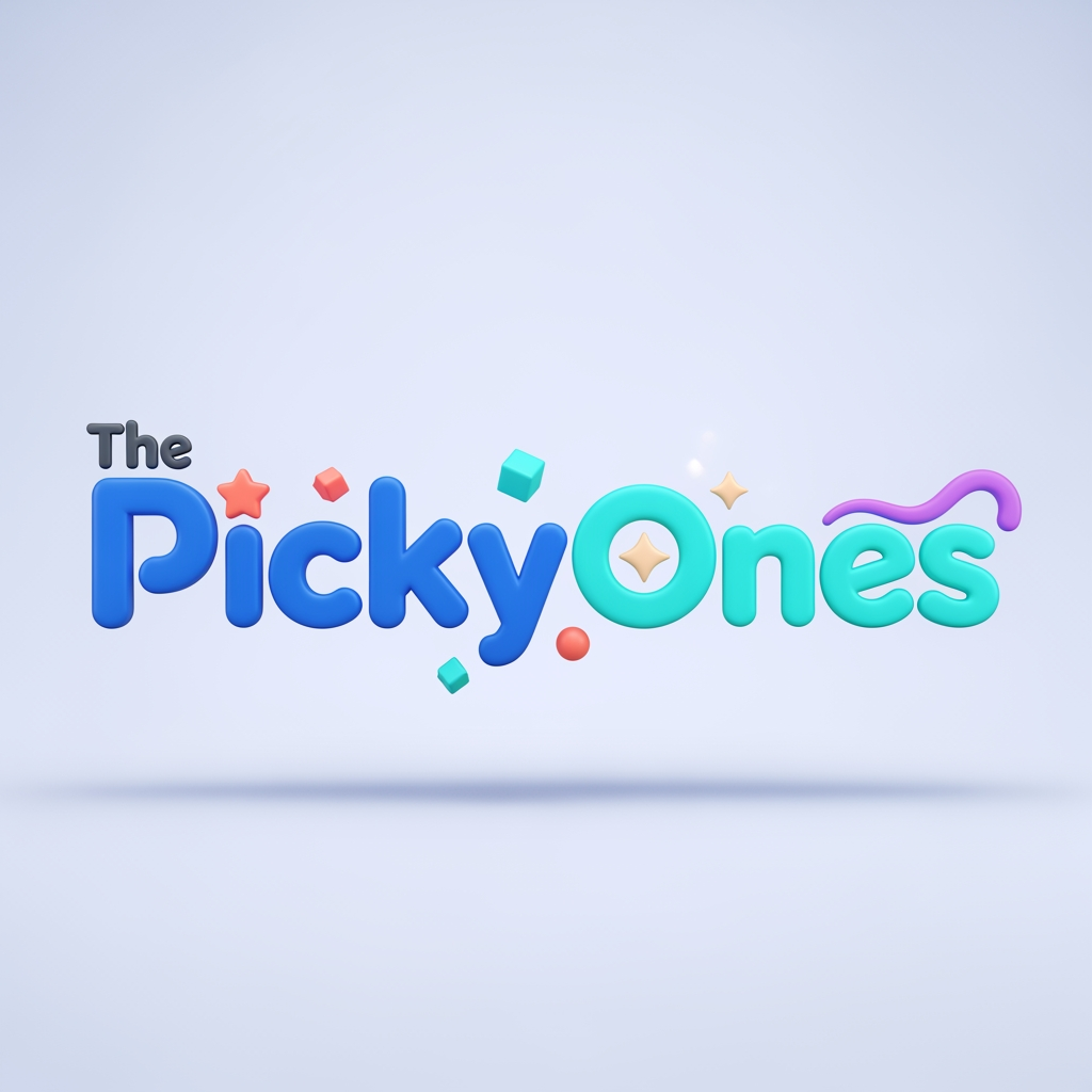 AI Design for Create a modern 3D logo for "ThePickyOnes", an ecommerce brand focused on kids, teens, and young trend-conscious shoppers. Design a sleek and playful wordmark that balances youthful energy with a contemporary premium feel. The typography should be bold, rounded, and friendly, with subtle custom letter modifications that make the brand memorable without looking childish.

Use a vibrant color palette combining electric blue, fresh turquoise, coral orange, and soft purple accents, with smooth gradients and glossy 3D materials. Incorporate subtle playful elements such as dynamic curves, floating geometric shapes, stars, sparkles, or abstract motion effects integrated into the lettering.

Render the logo in high-end 3D with realistic depth, soft reflections, ambient lighting, smooth shadows, and premium materials. The style should feel similar to leading youth-focused digital brands—modern, energetic, approachable, and stylish. Avoid cartoon characters, toys, baby themes, or overly corporate aesthetics.

Place the logo on a clean light background with soft studio lighting. Ultra-detailed 3D rendering, professional ecommerce branding, polished finish, high contrast, centered composition, commercial-quality design, 8K resolution, brand identity showcase.I want to create a logo for my brand "the pickyones"
create a 3d type logo
keep "the' word minimal 25-30 percent only 
picky and ones should be of different color
it should reflect its meaning be that creative