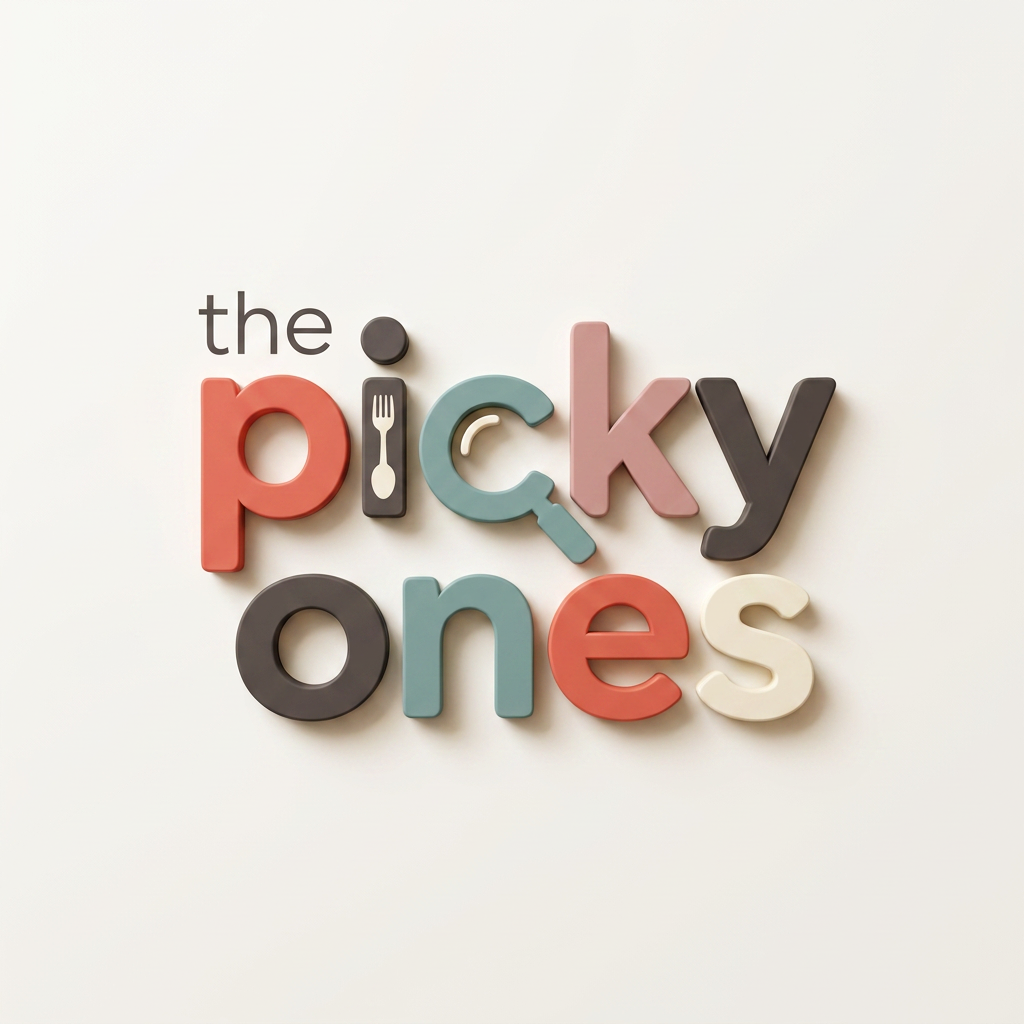 AI Design for A sophisticated, modern wordmark logo for 'the picky ones' set against a clean, minimalist off-white background. The design features a balanced, rounded typeface with custom, subtle letter modifications that convey premium energy, keeping the word 'the' significantly smaller and minimal compared to the main text. The composition is rendered with realistic 3D depth, featuring smooth, soft-touch material finishes, subtle ambient studio lighting, and elegant, soft drop shadows. The color palette is vibrant yet curated, avoiding childish tropes to maintain a stylish, trend-conscious aesthetic suitable for a high-end youth ecommerce brand.

the logo should reflect its meaning 
use "the" word in different font 
provide more fonts 

inspirations attached