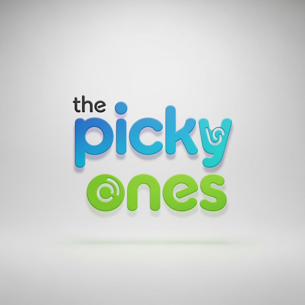 AI Design for Create a modern logo for "the picky ones", an ecommerce brand focused on kids, teens, and young trend-conscious shoppers. 

Design a wordmark logo that balances youthful energy with a contemporary premium feel. The typography should be rounded, and friendly, with subtle custom letter modifications that make the brand memorable without looking childish.

Use a vibrant color palette. Incorporate subtle playful elements 

Render the logo in high with realistic depth, soft reflections, ambient lighting, smooth shadows, and premium materials. The style should feel similar to leading youth-focused digital brands—modern, energetic, approachable, and stylish. Avoid cartoon characters, toys, baby themes, or overly corporate aesthetics.

Place the logo on a clean light background with soft studio lighting. 

keep "the" word minimal 

Use fonts like bespoke stencil
Daffiys
fonlog font
gebuk
meqanor
the gora
