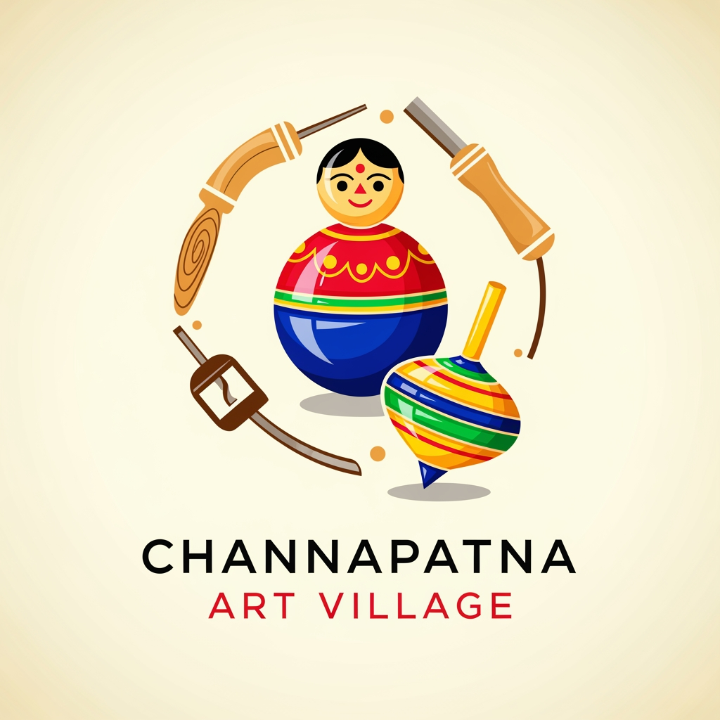 AI Design for create a logo for an art village of channapatna wooden toys