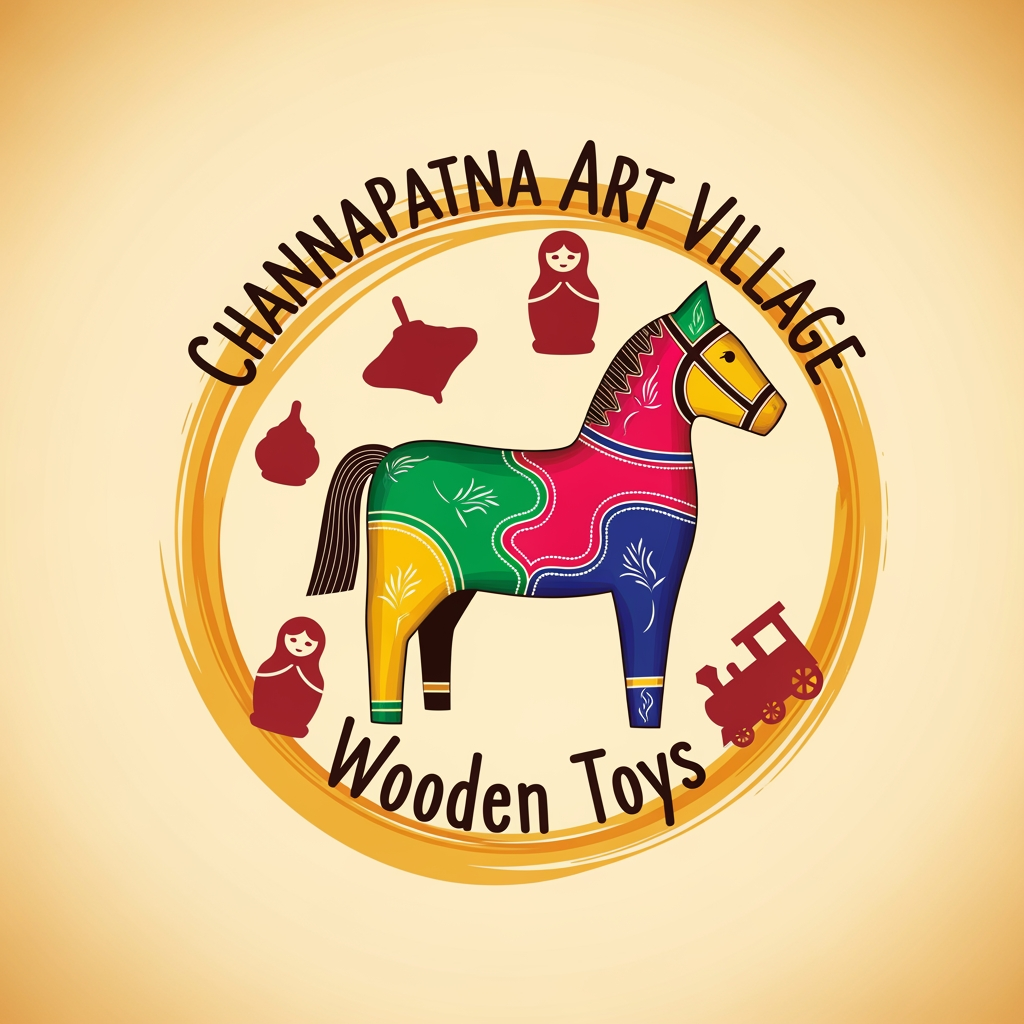 AI Design for create a logo for an art village of channapatna wooden toys