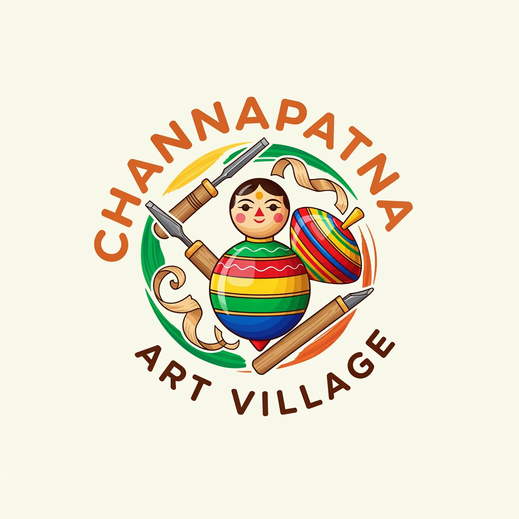 AI Design for create a logo for an art village of channapatna wooden toys