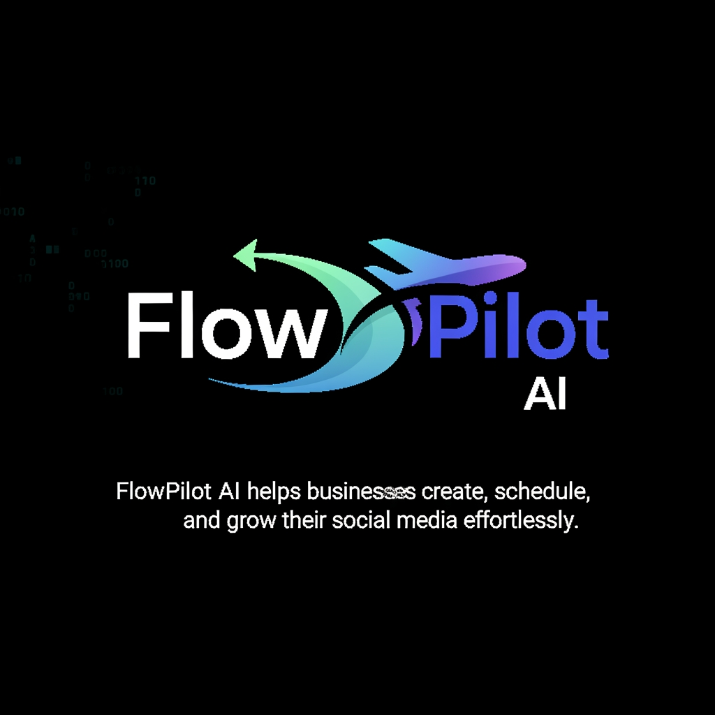 AI Design for FlowPilot AI 
Meaning Behind the Name

Flow → Content workflow

Pilot → AI guides and automates your social media

Together:

"FlowPilot AI helps businesses create, schedule, and grow their social media effortlessly."