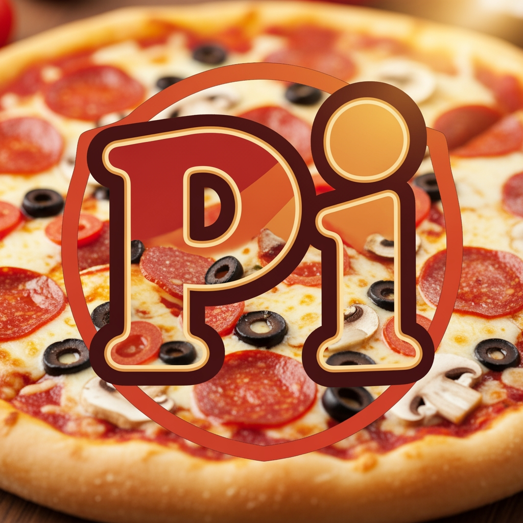 AI Design for maak een logo met de P en de I met een pizza achtergrond