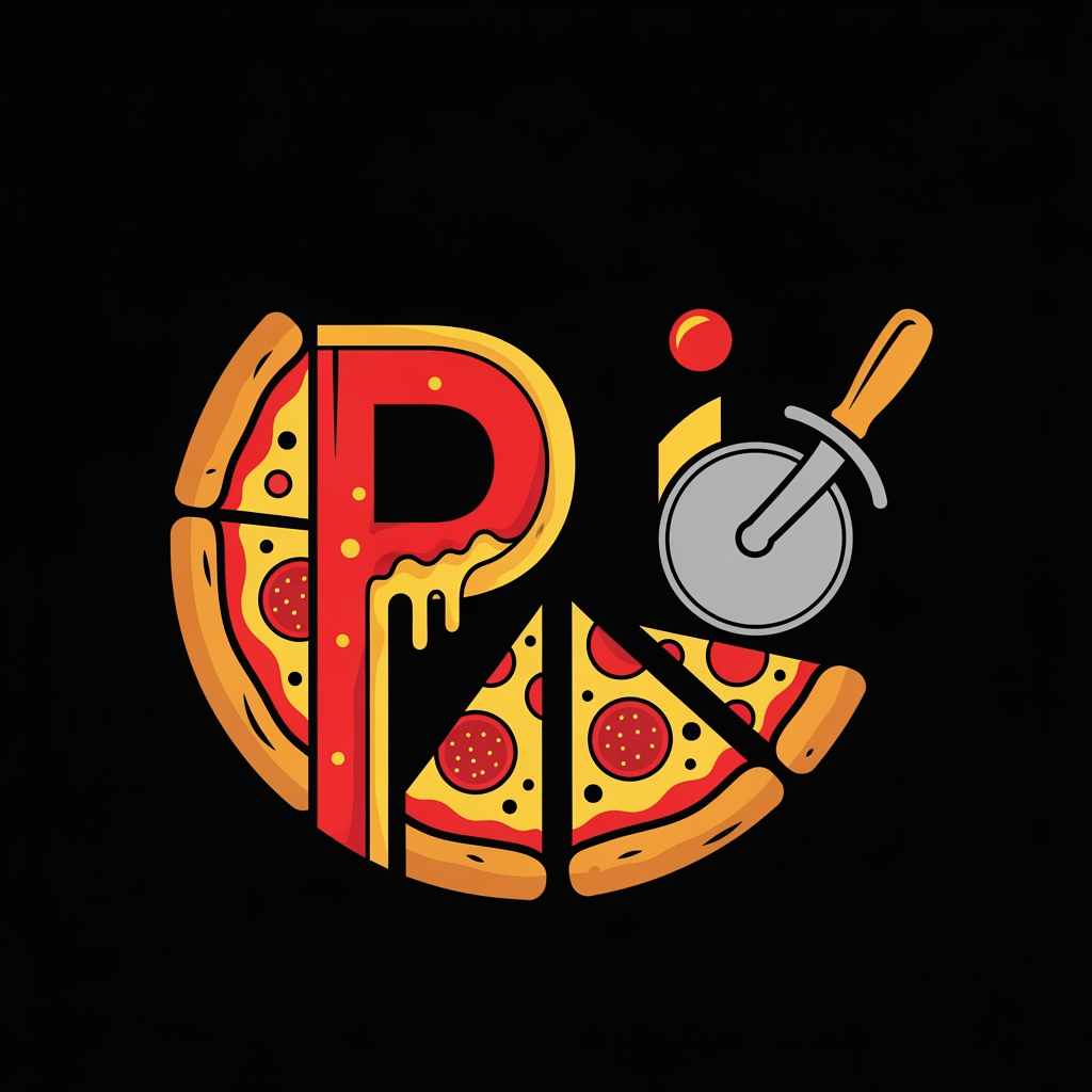 AI Design for maak een logo met de P en de I met een pizza
