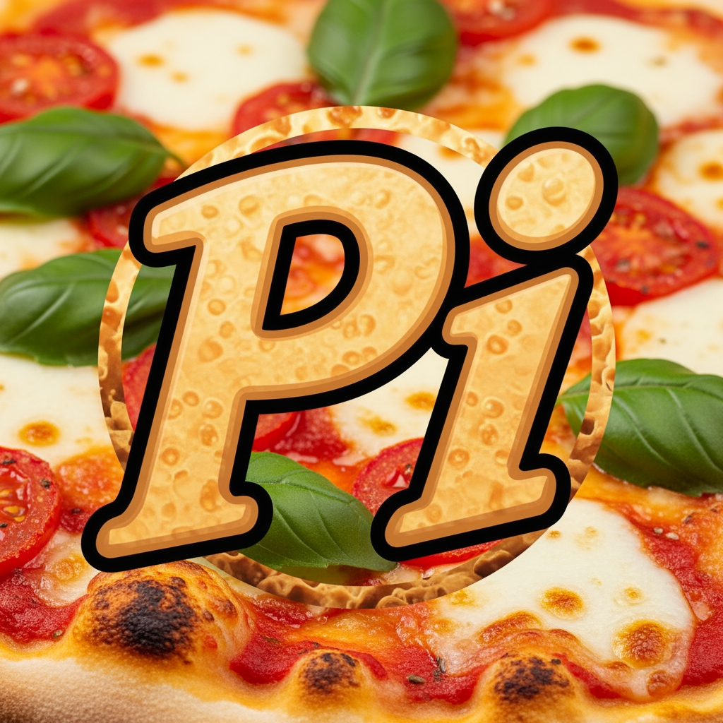 AI Design for maak een logo met de P en de I met een pizza achtergrond