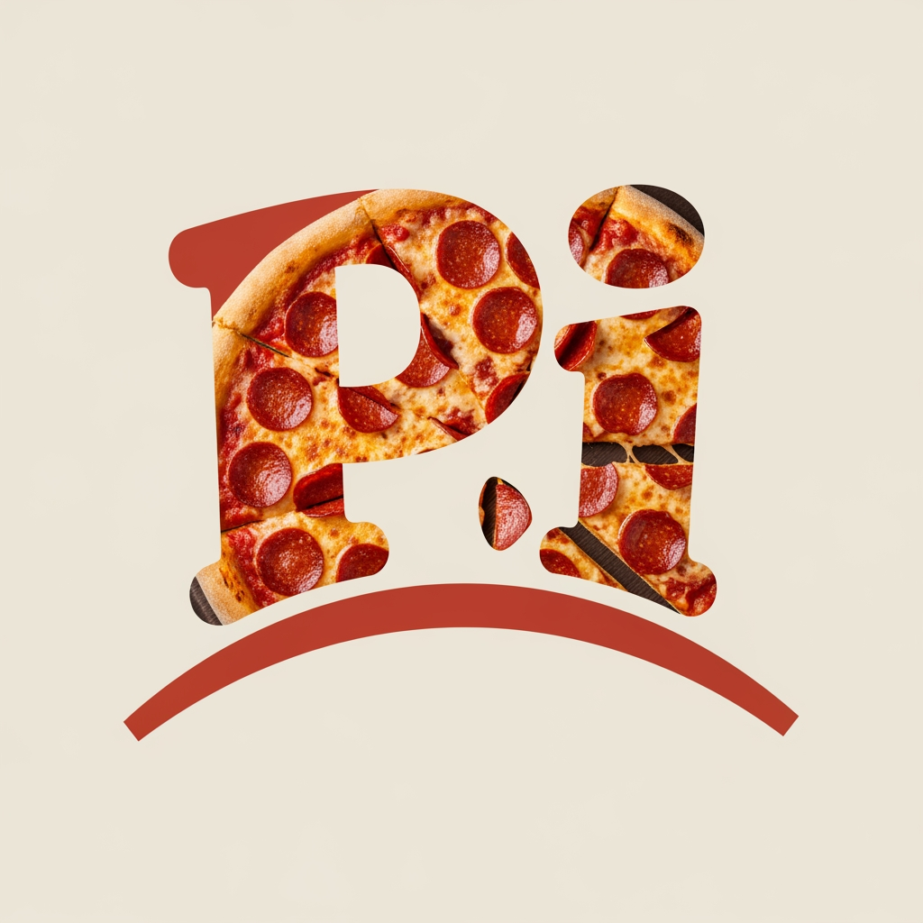 AI Design for maak een logo met de P en de I met een pizza achtergrond