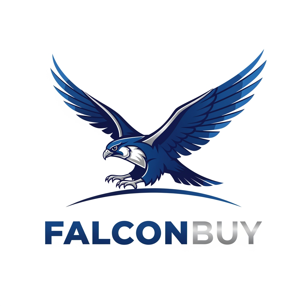 AI Design for maak een logo waar de mascote een falcon is en de naam is falconbuy