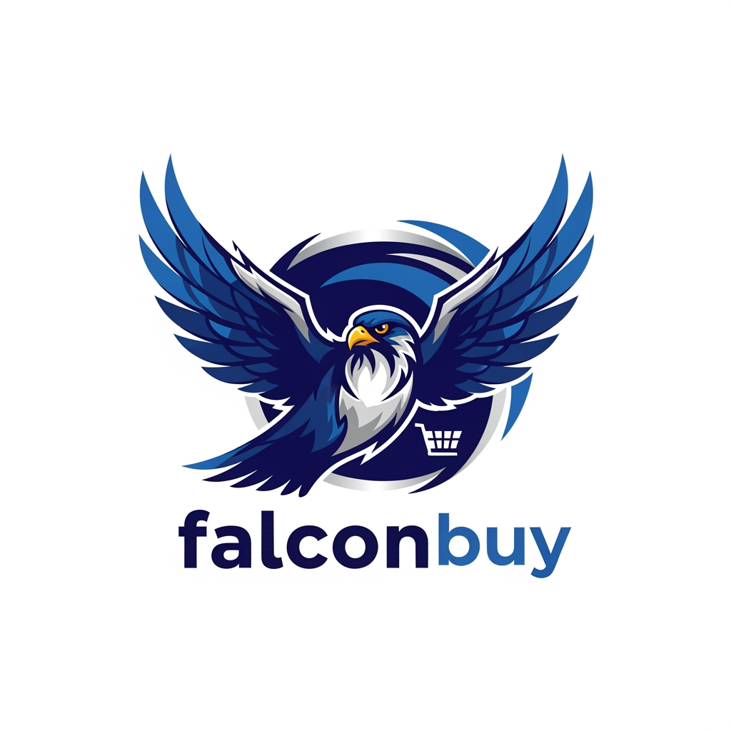 AI Design for maak een logo waar de mascote een falcon is en de naam is falconbuy