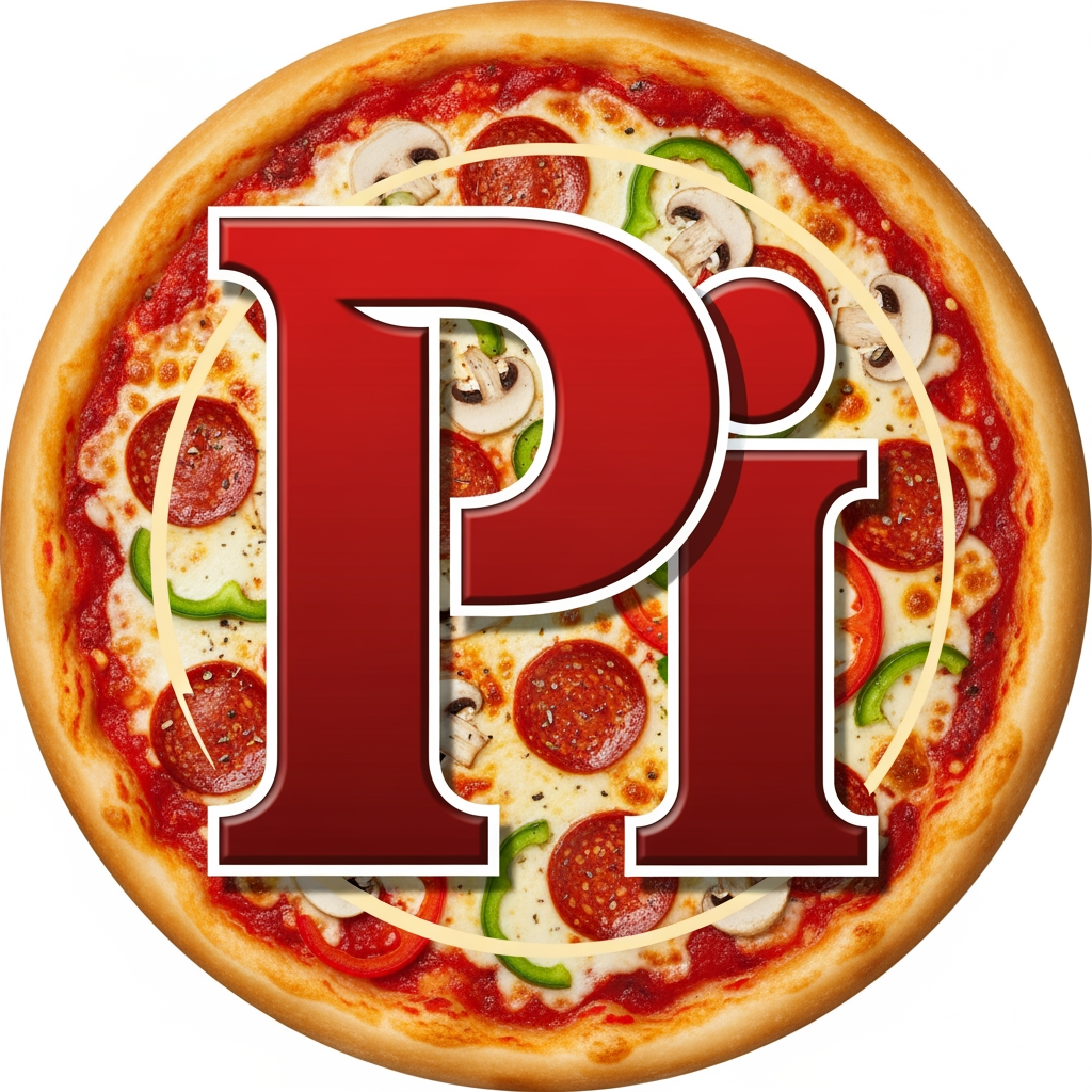 AI Design for maak een logo met de P en de I met een pizza achtergrond