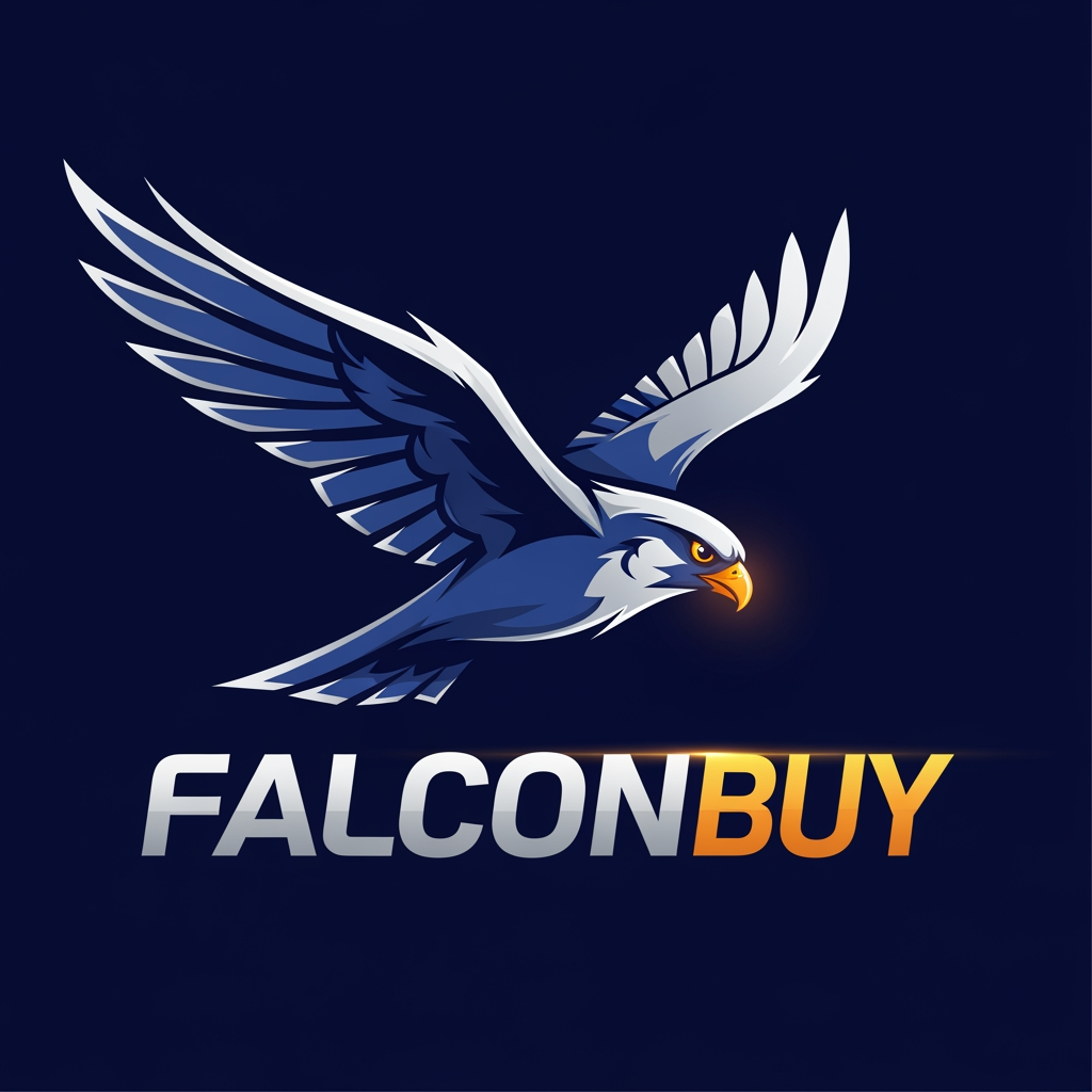 AI Design for maak een logo waar de mascote een falcon is en de naam is falconbuy