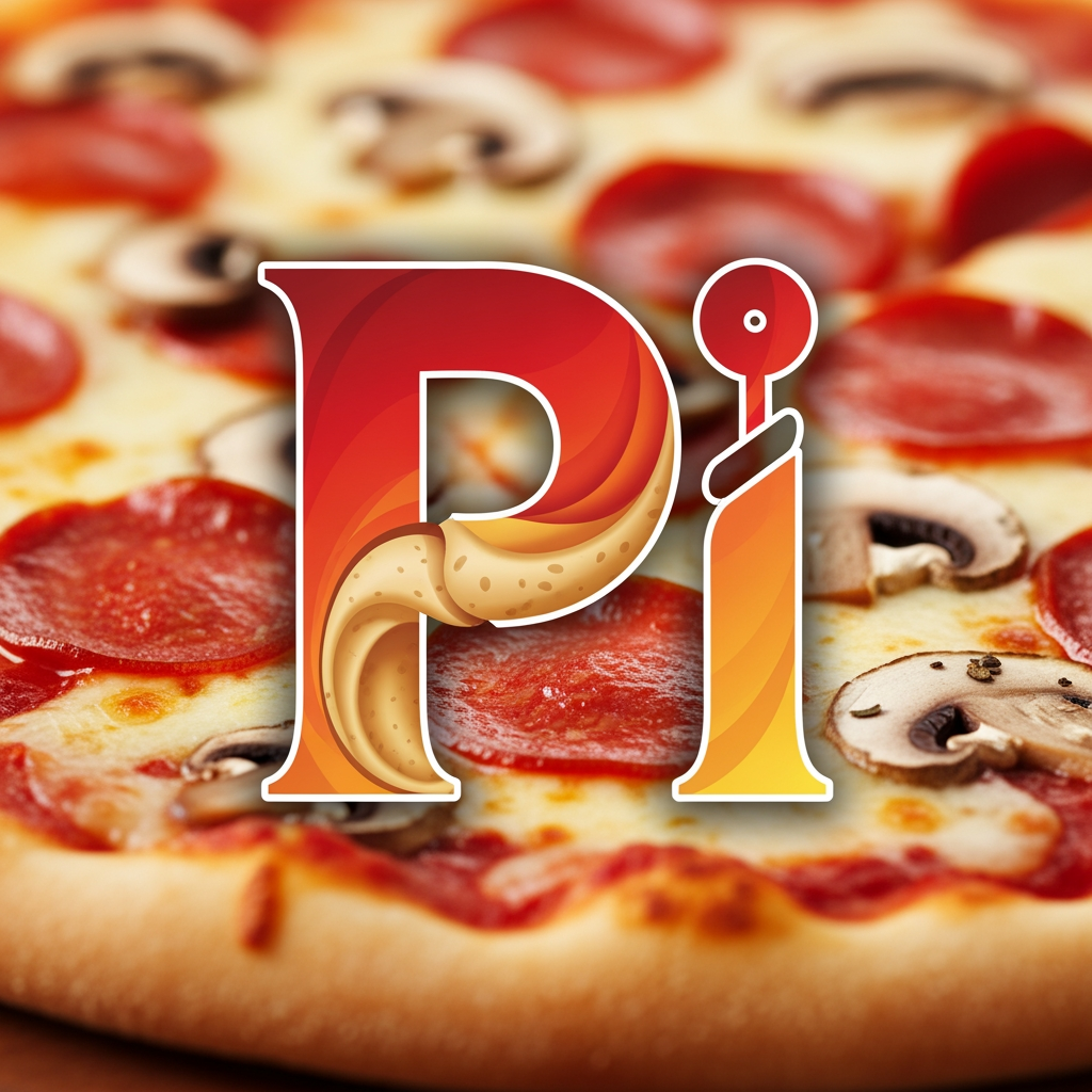 AI Design for maak een logo met de P en de I met een pizza achtergrond
