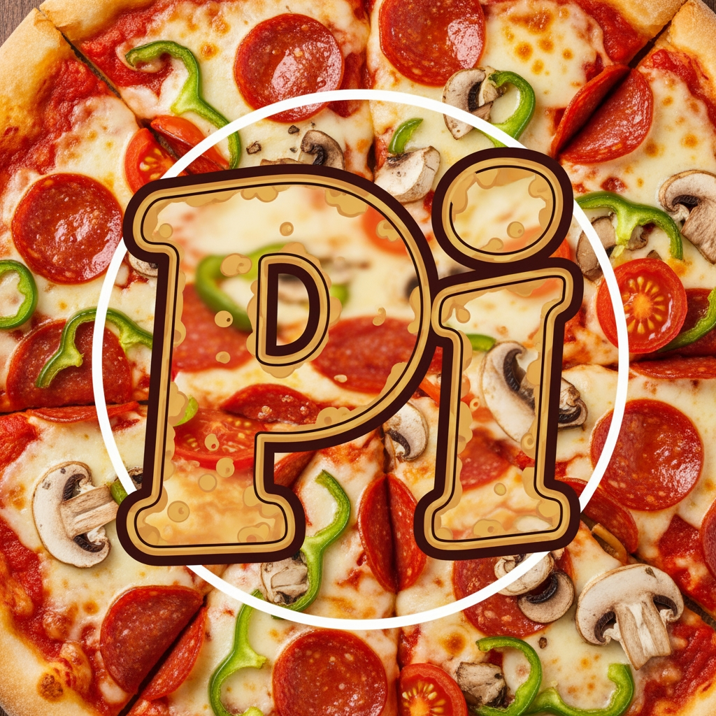 AI Design for maak een logo met de P en de I met een pizza achtergrond