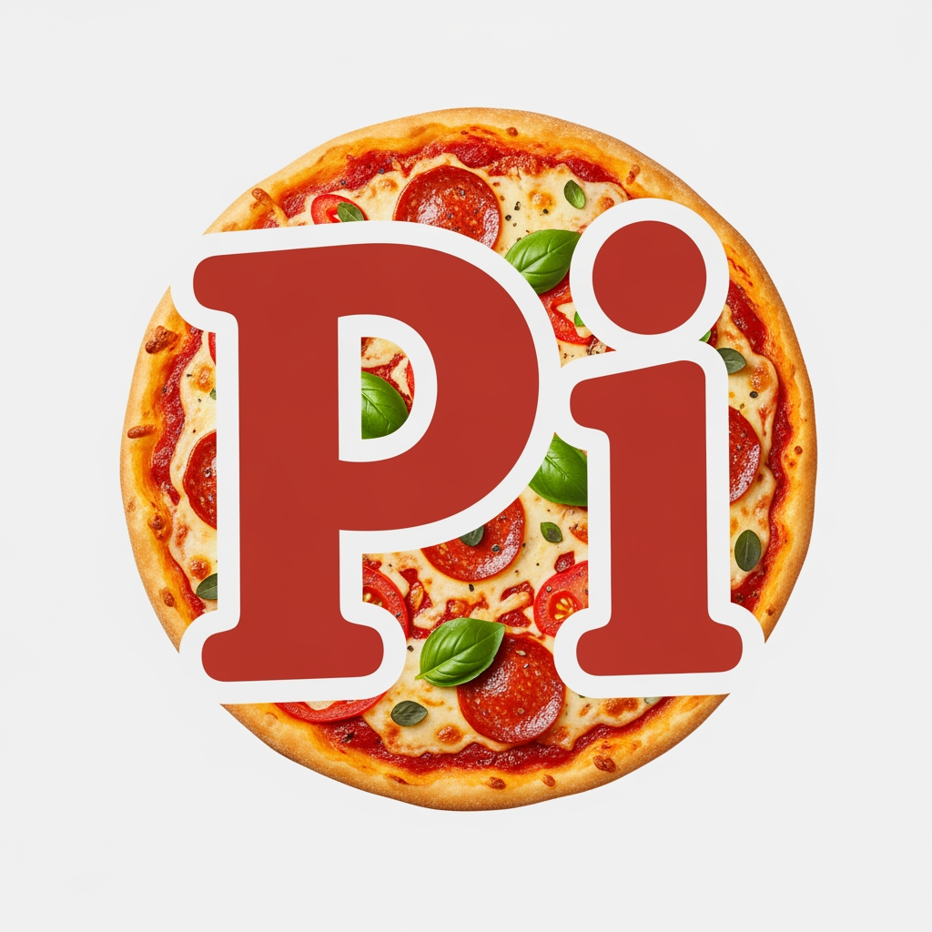 AI Design for maak een logo met de P en de I met een pizza achtergrond