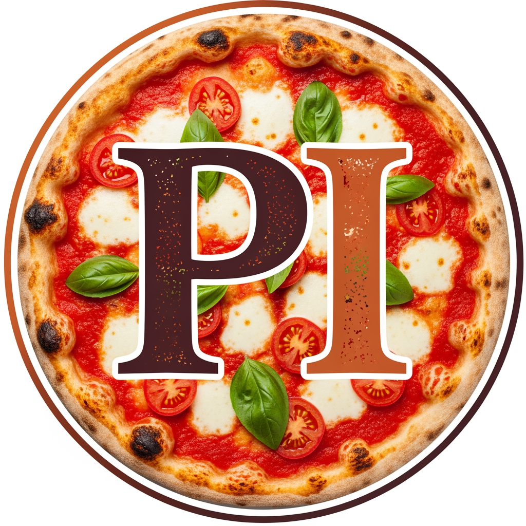 AI Design for maak een logo met de P en de I met een pizza achtergrond