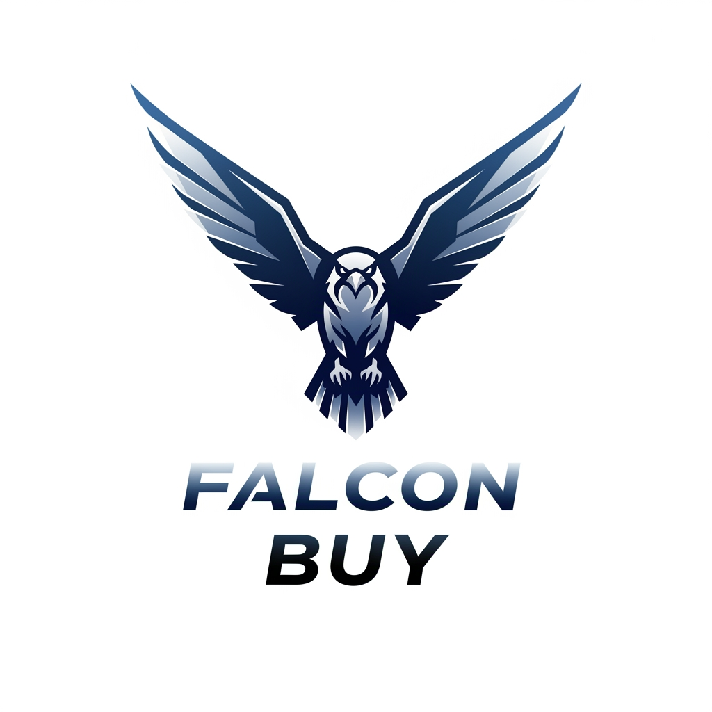 AI Design for maak een logo waar de mascote een falcon is en de naam is falconbuy