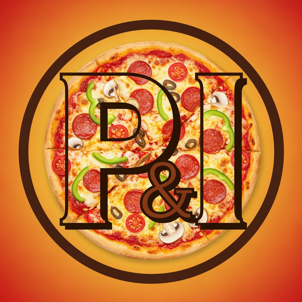 AI Design for maak een logo met de P en de I met een pizza achtergrond