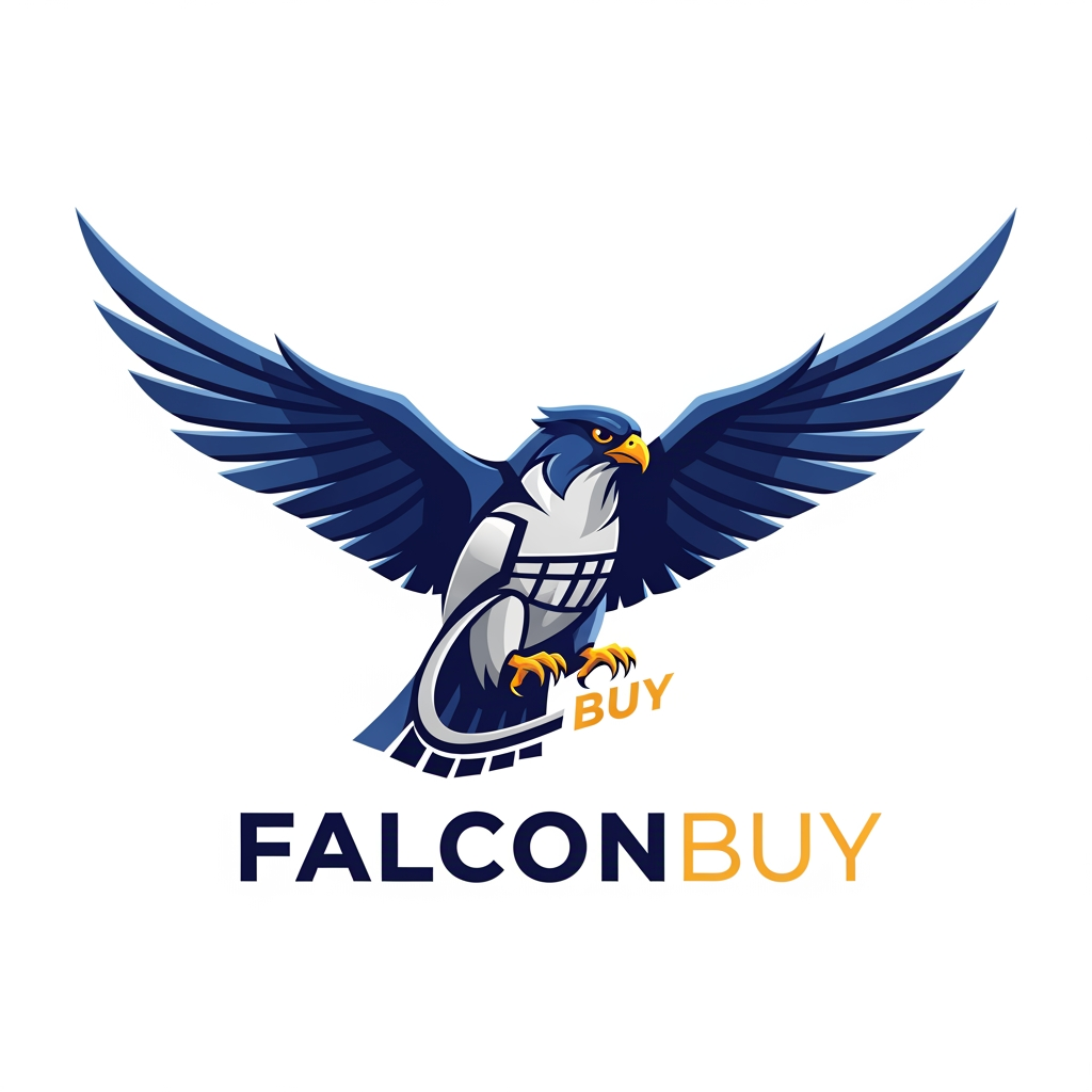 AI Design for maak een logo waar de mascote een falcon is en de naam is falconbuy