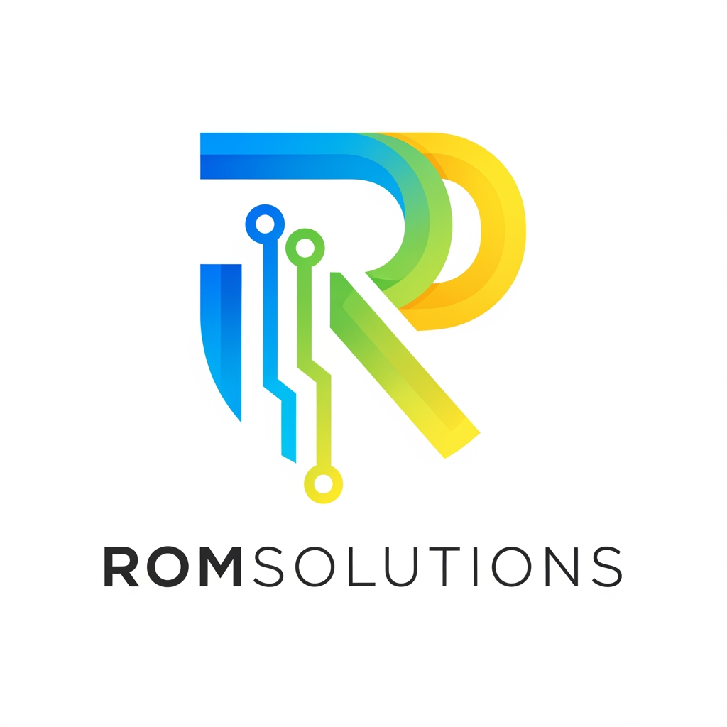 AI Design for make an Emblem for a company name Romsolutions but keep it very simple and colorfull