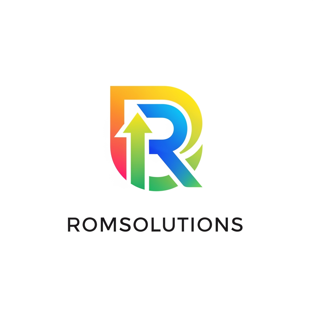 AI Design for make an Emblem for a company name Romsolutions but keep it very simple and colorfull
