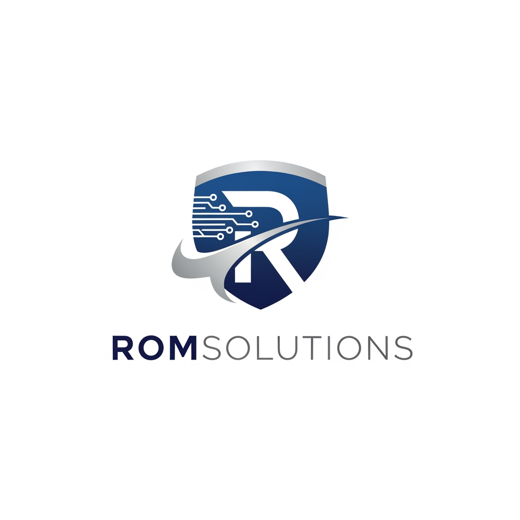 AI Design for make an Emblem for a company name Romsolutions but keep it simple