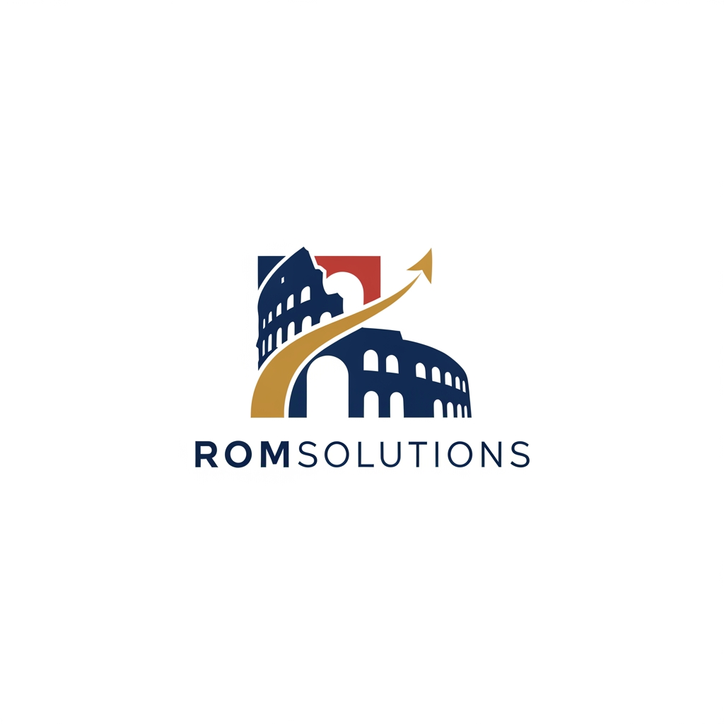 AI Design for make an Emblem for a company name Romsolutions