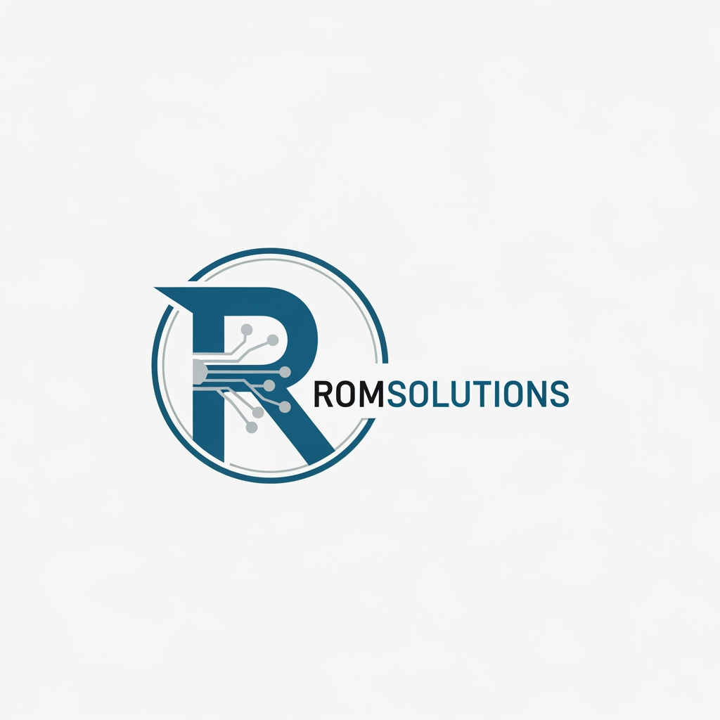 AI Design for make an Emblem for a company name Romsolutions but keep it simple