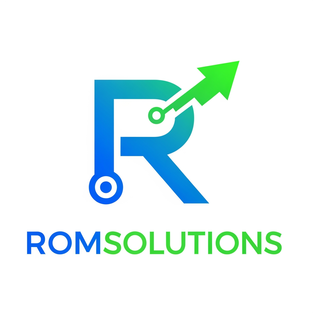 AI Design for make an Emblem for a company name Romsolutions but keep it very simple and colorfull
