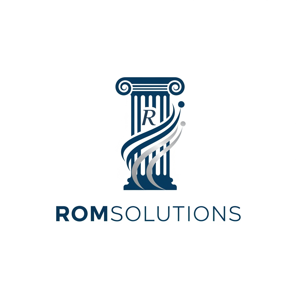 AI Design for make an Emblem for a company name Romsolutions
