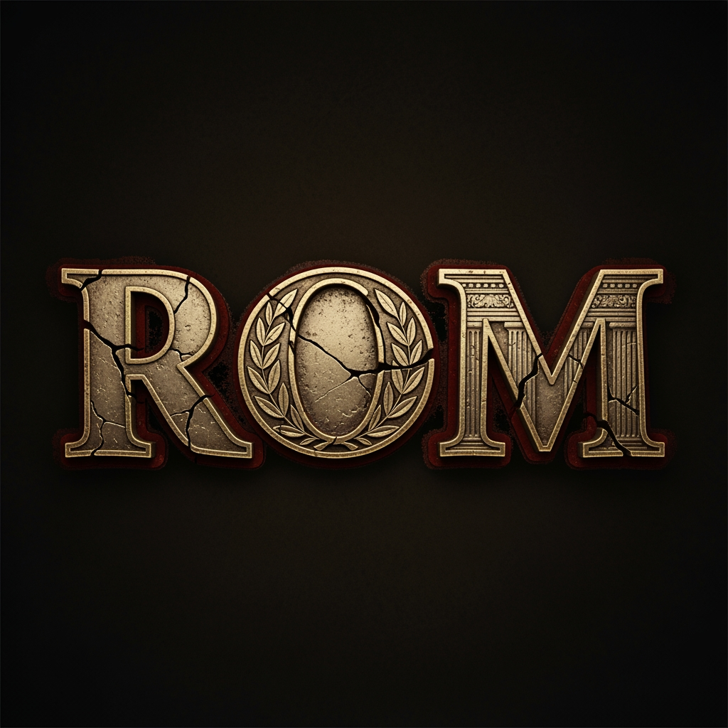 AI Design for maak een woordmerk voor een merk die rom noemt maak het romeins achtig en van een bedrijf rom