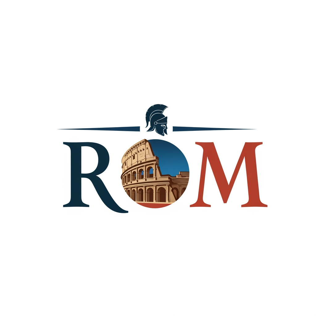 AI Design for maak een beeldmerk logo voor een bedrijf die rom noemt maar maak de logo iets met rome
