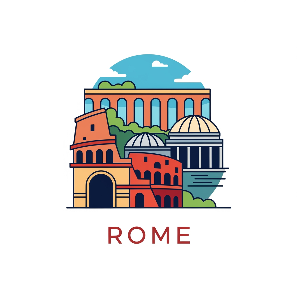 AI Design for maak een beeldmerk logo van Rome maar simpel en kleureik maar niet te kleurijk