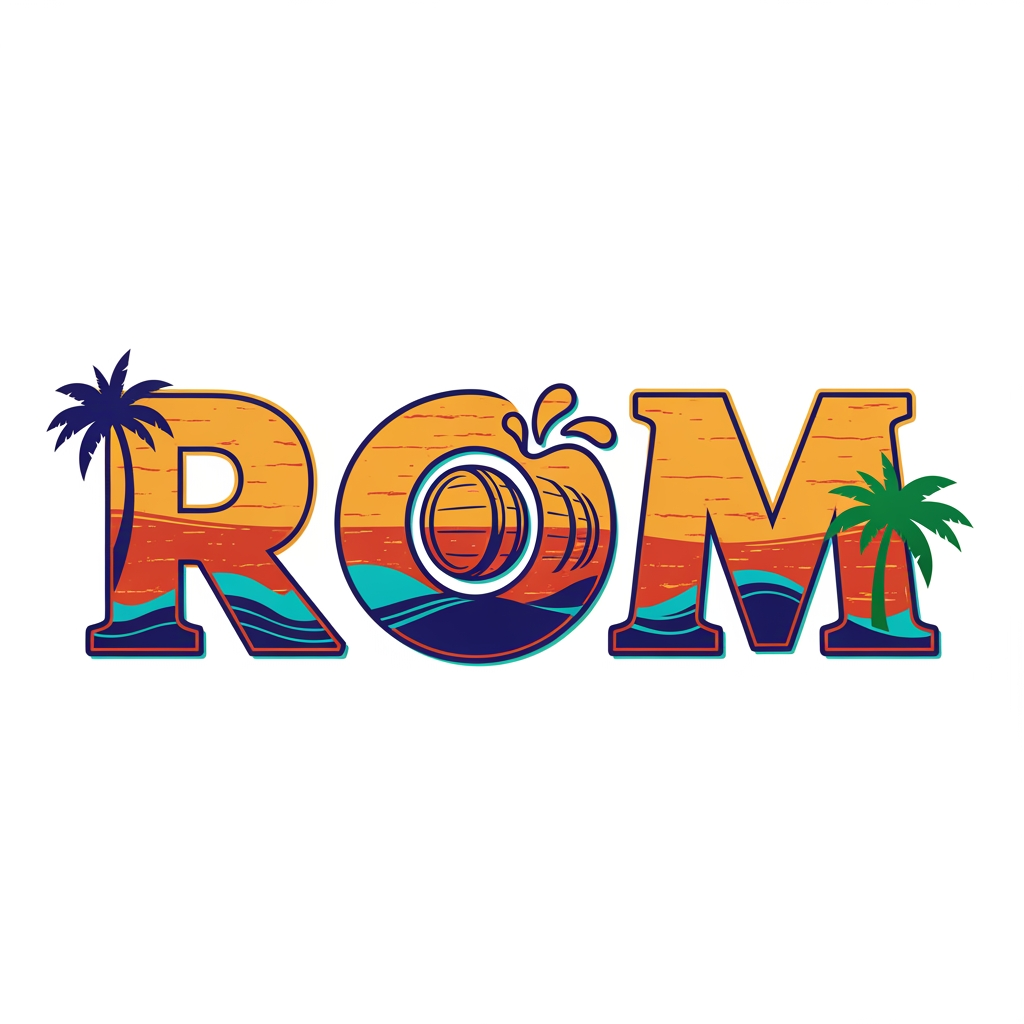 AI Design for maak een woordmerk voor een merk die rom noemt maak het kleureik en van een bedrijf rom