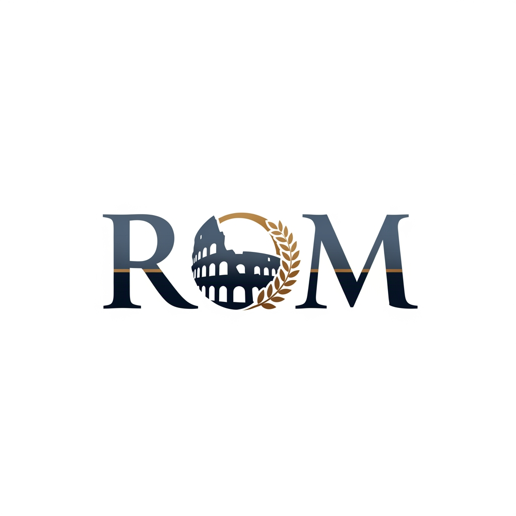 AI Design for maak een beeldmerk logo voor een bedrijf die rom noemt maar maak de logo iets met rome