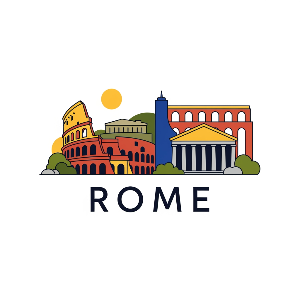 AI Design for maak een beeldmerk logo van Rome maar simpel en kleureik maar niet te kleurijk