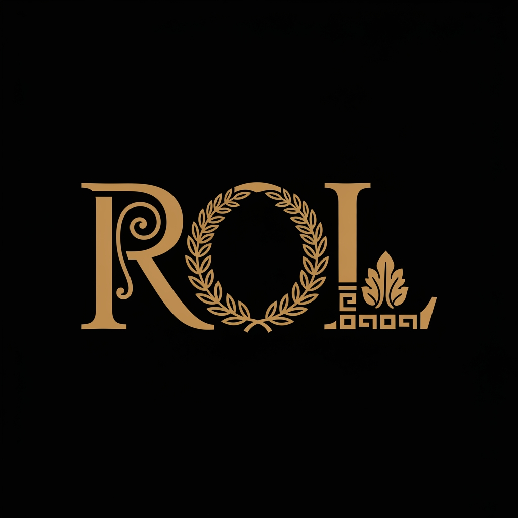 AI Design for make a anagram logo for the name ROL make it simple but historic greek / polish style