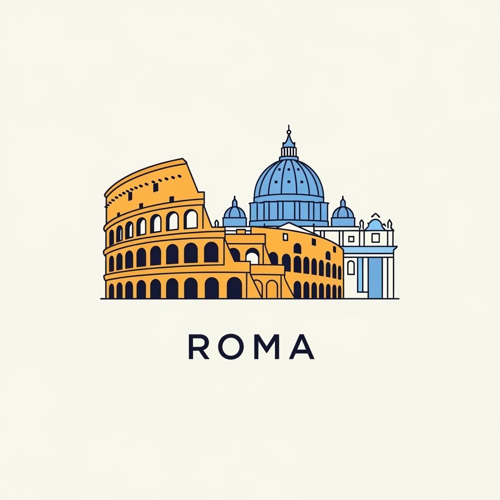 AI Design for maak een beeldmerk logo van Rome maar simpel en kleureik maar niet te kleurijk