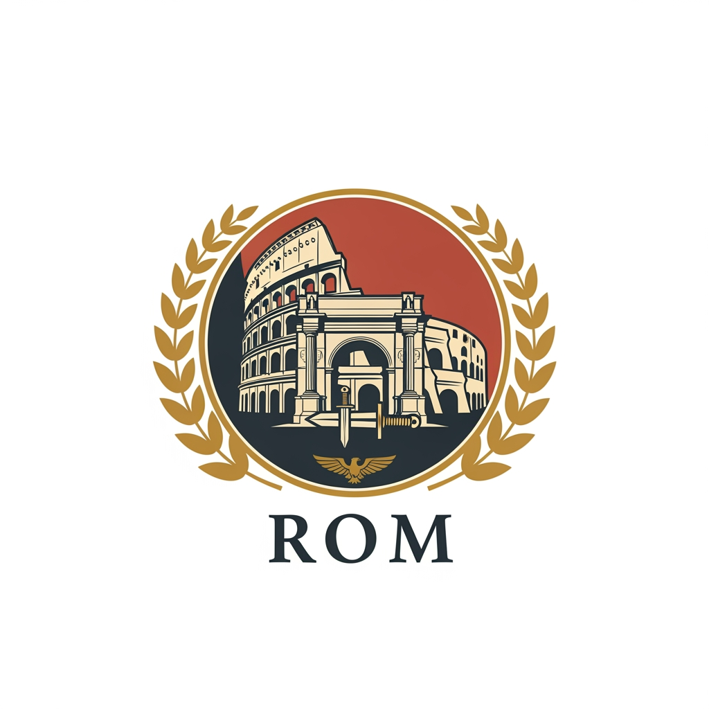 AI Design for maak een beeldmerk logo voor een bedrijf die rom noemt maar maak de logo iets met rome maar, maak alleen de beeldmerk