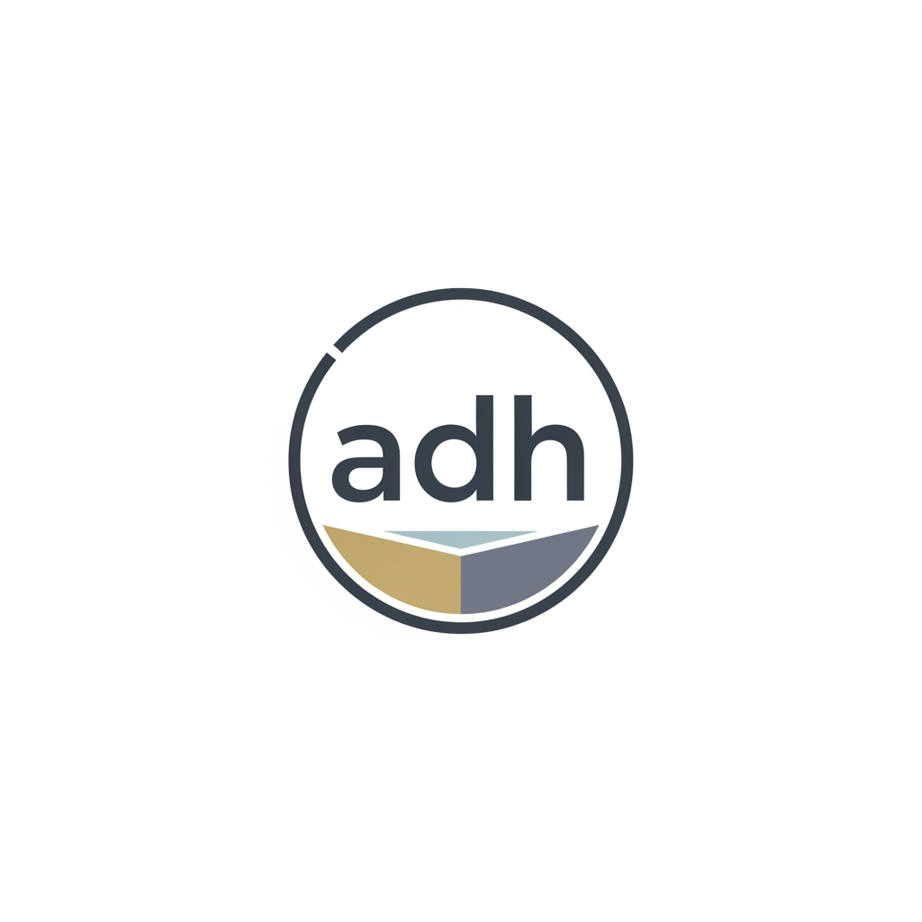 AI Design for maak een embleem logo waar adh erop staat betere niet veel kleuren