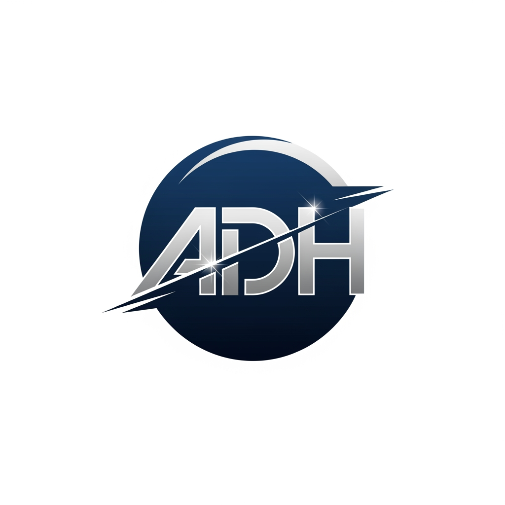 AI Design for maak een embleem logo waar adh erop staat betere niet veel kleuren