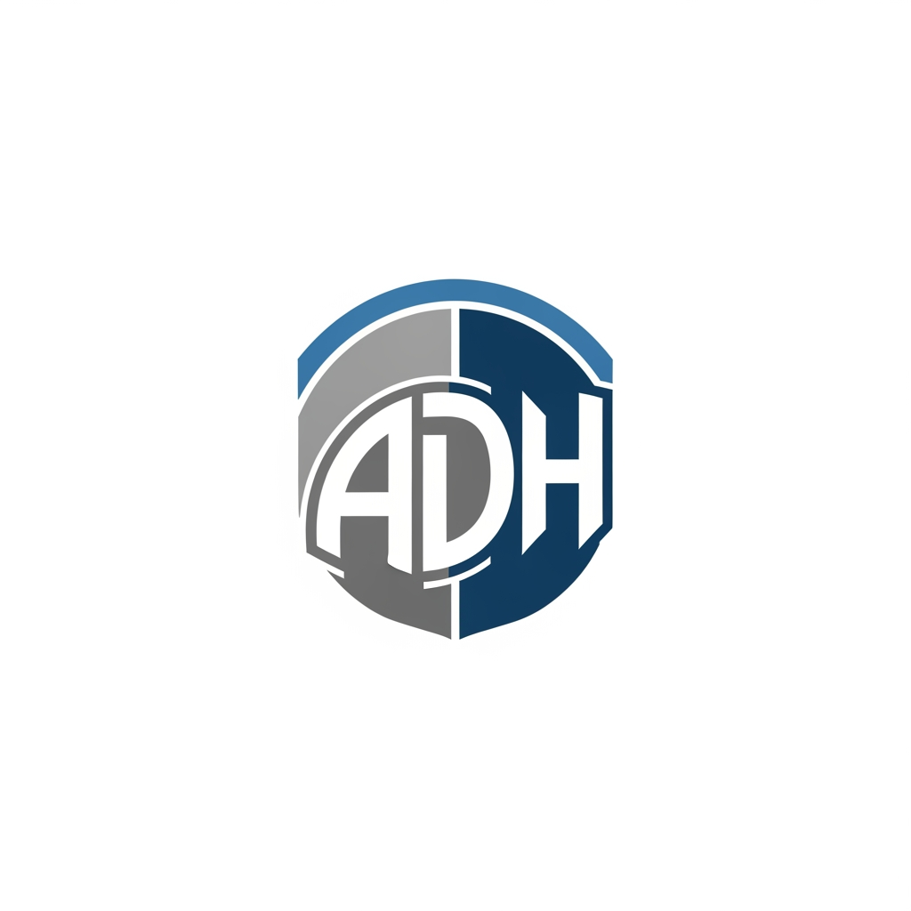 AI Design for maak een embleem logo waar adh erop staat betere niet veel kleuren