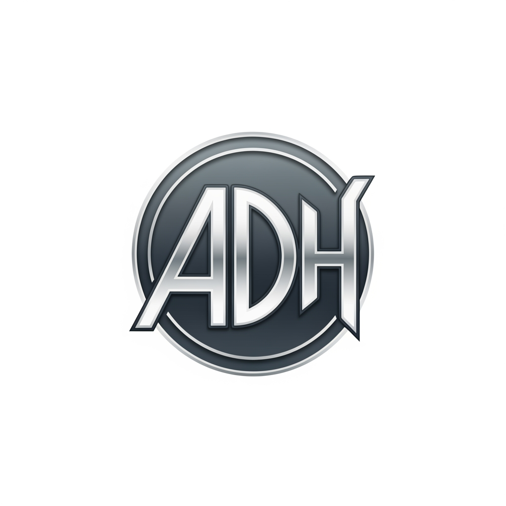 AI Design for maak een embleem logo waar adh erop staat betere niet veel kleuren geen naam erop alleen logo ngeen naam