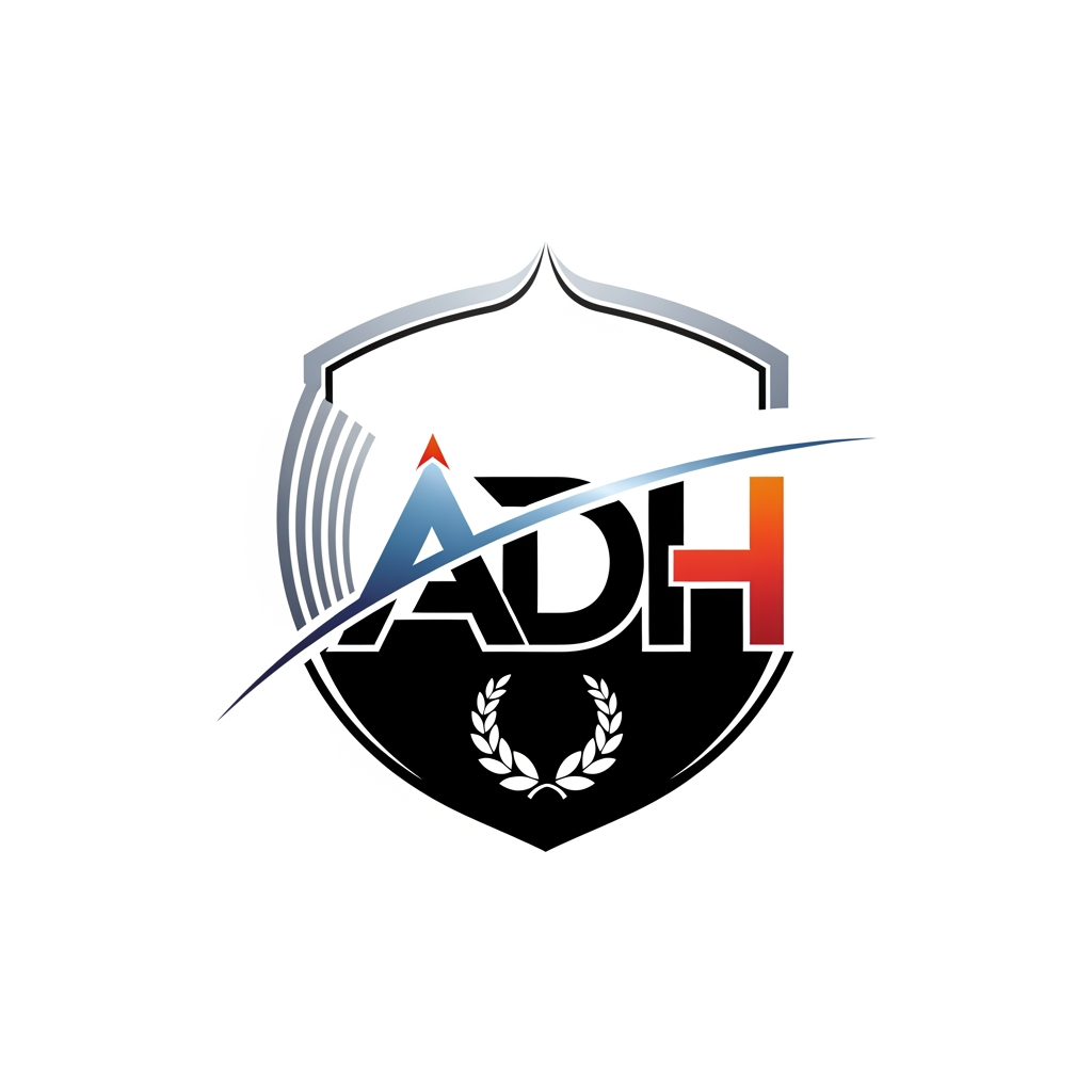AI Design for maak een embleem logo waar adh erop staat