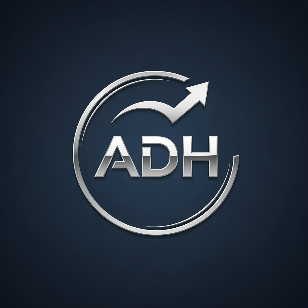AI Design for maak een embleem logo waar adh erop staat betere