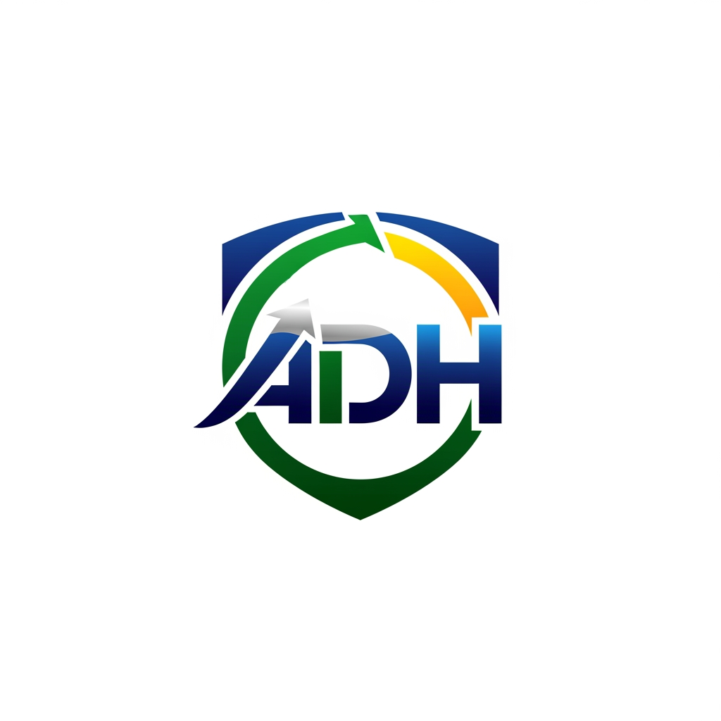 AI Design for maak een embleem logo waar adh erop staat betere