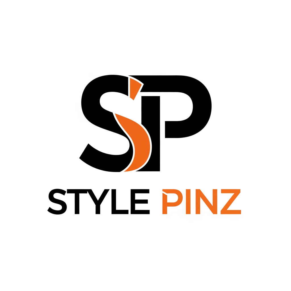 AI Design for STYLE PINZ is a modern streetwear and fashion apparel brand.We create stylish t-shirt,hoodies,oversized wear,and trendy clothing for young fashion enthusiasts.Our brand focuses on bold designs,premium quality,and urban streetwear culture.colors:black,white and orange.logo should feature an SP monogram,modern typography,and a clean professional look suitable for clothing tags,website,pinterest,instagram,and product branding.